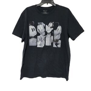 Disney Store T-Shirt Adult XL Black Faded Mickey & Friends Graphic Cotton Tee